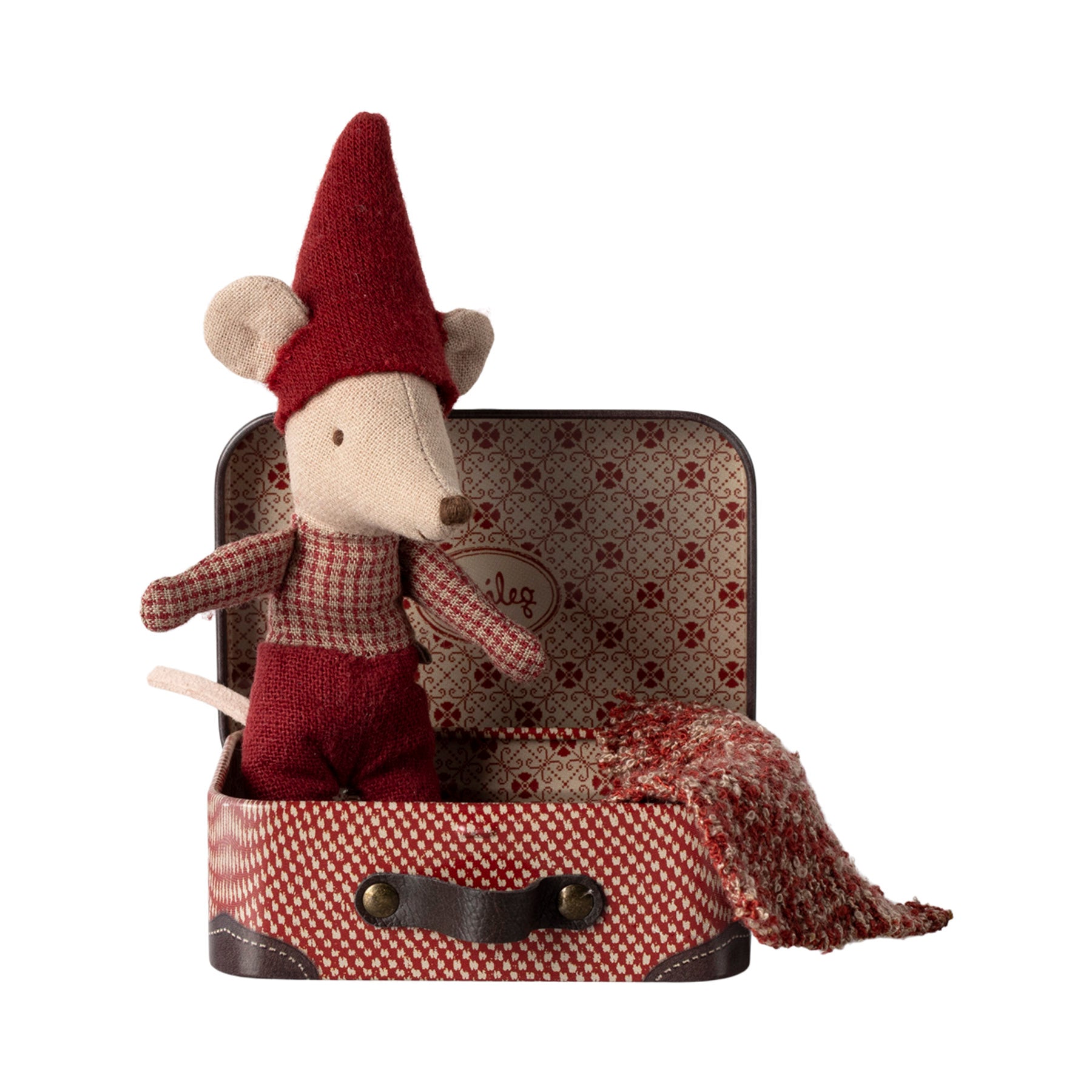 Maileg Christmas Mouse, baby in a suitcase