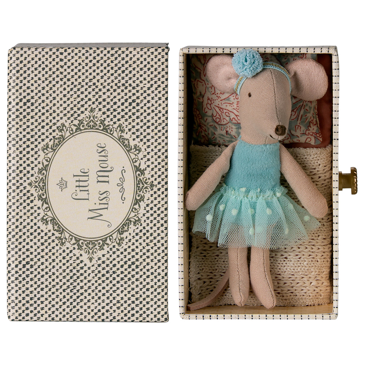 maileg little mouse dressed all in mint blue/green 