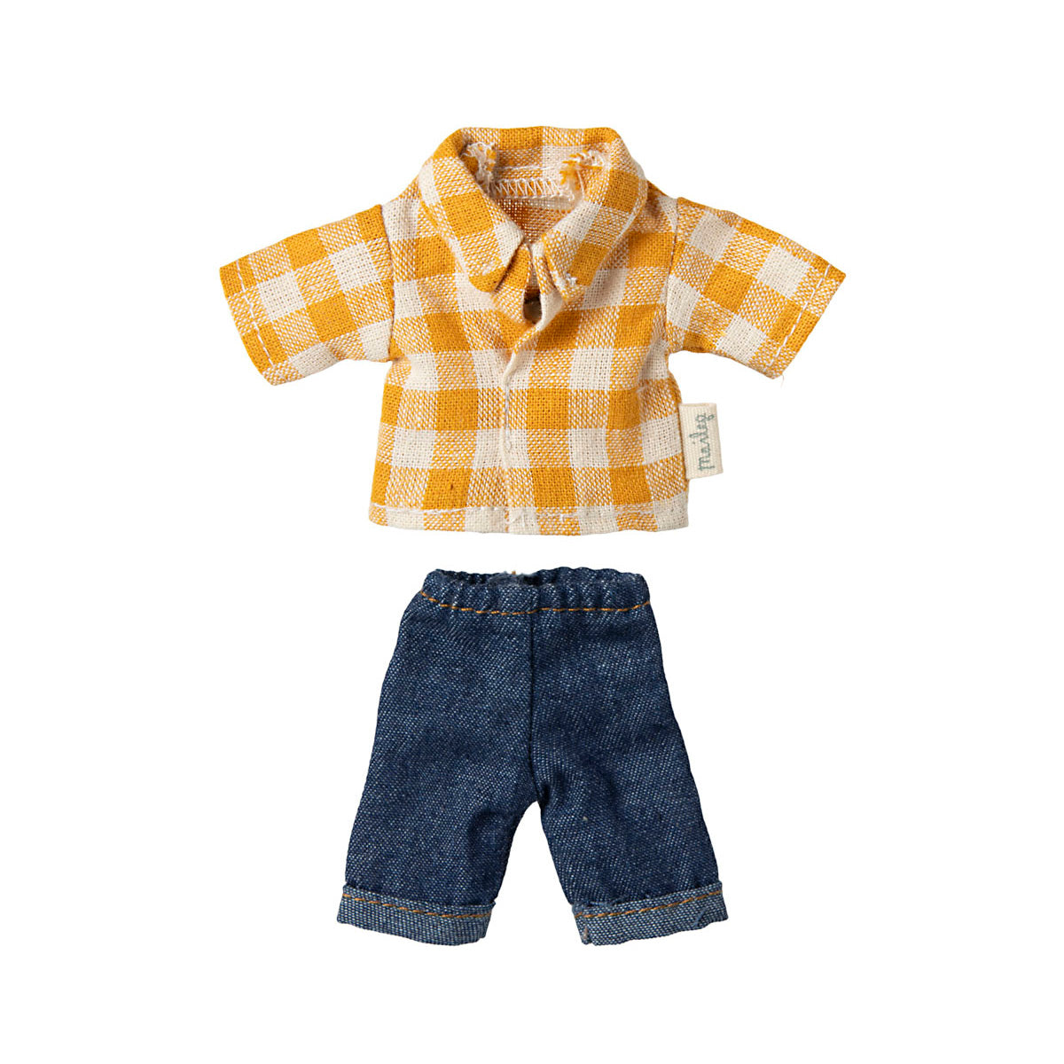 maileg dad clothes - yellow check shirt and jeans