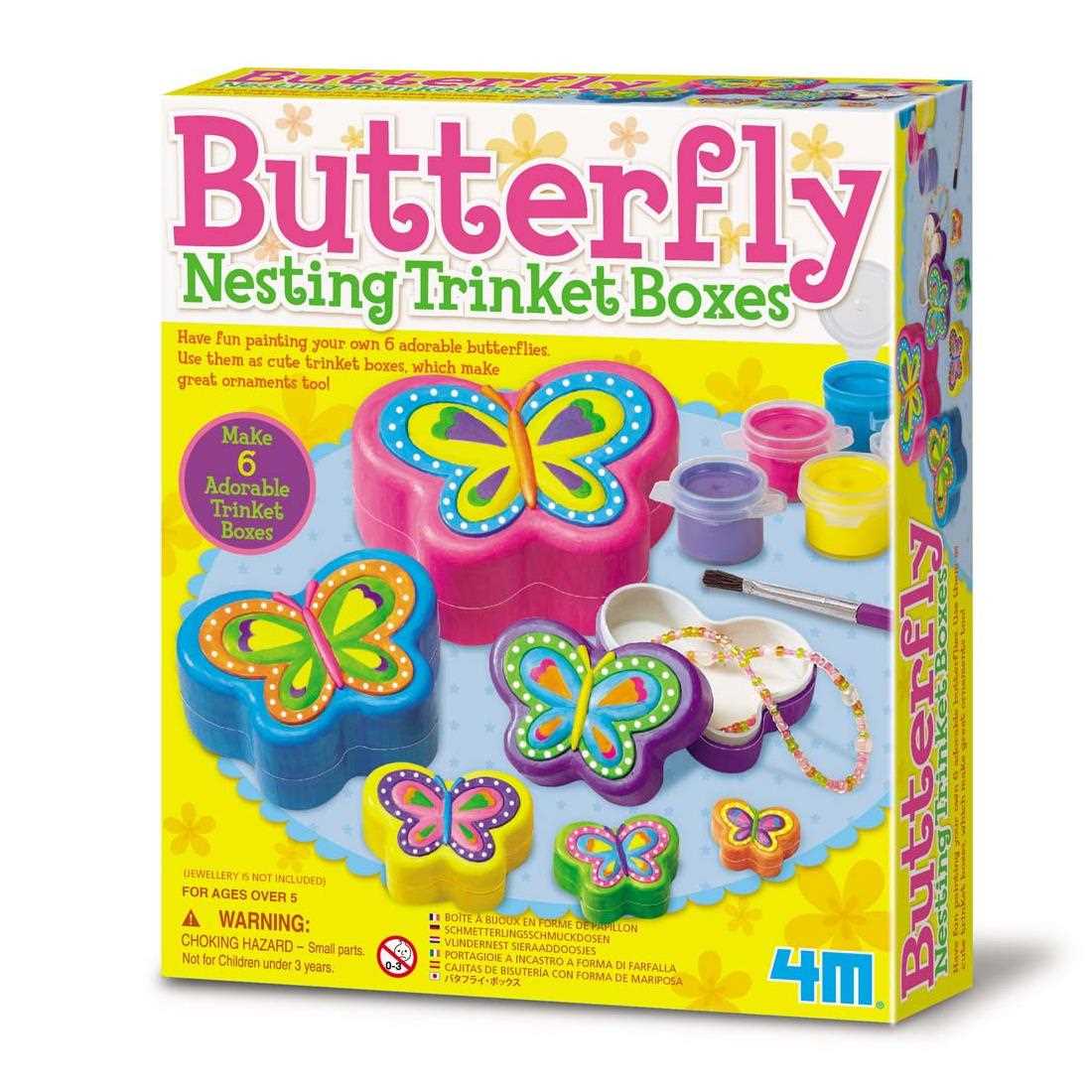 4M Paint Your Own Nesting Butterfly Trinket Boxes