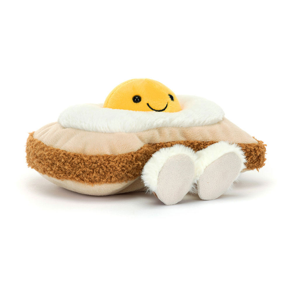 
Amuseables Egg on Toast is a plush toast topped with a sunny egg and fluffy feet sticking out the sides—breakfast fun and cuddles in one!