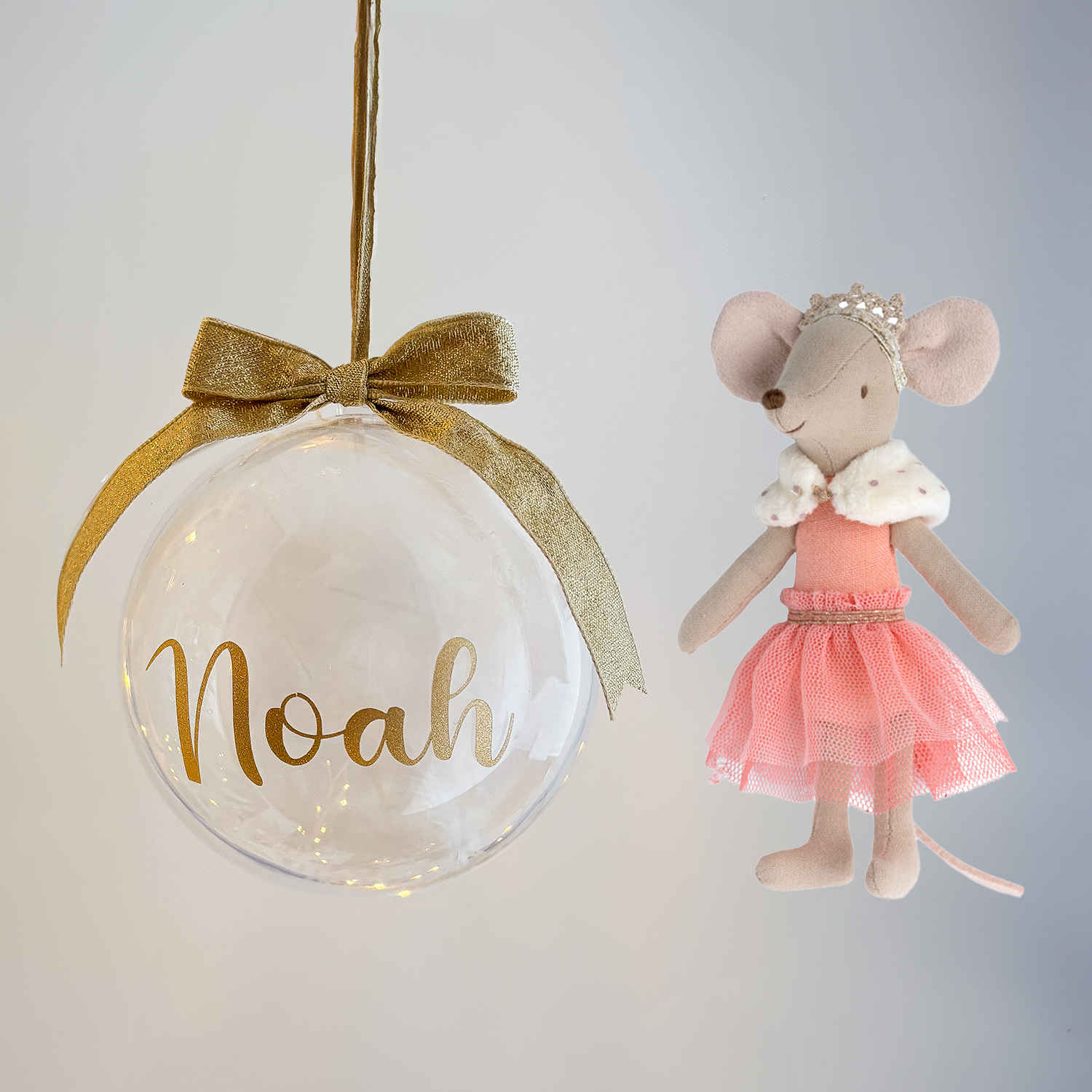 Personalised Christmas Bauble (10cm) with Big Brother or Sister Mouse