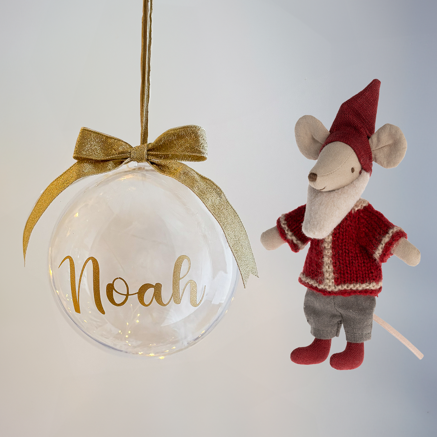 Personalised Christmas Bauble (10cm) with Big Brother or Sister Mouse