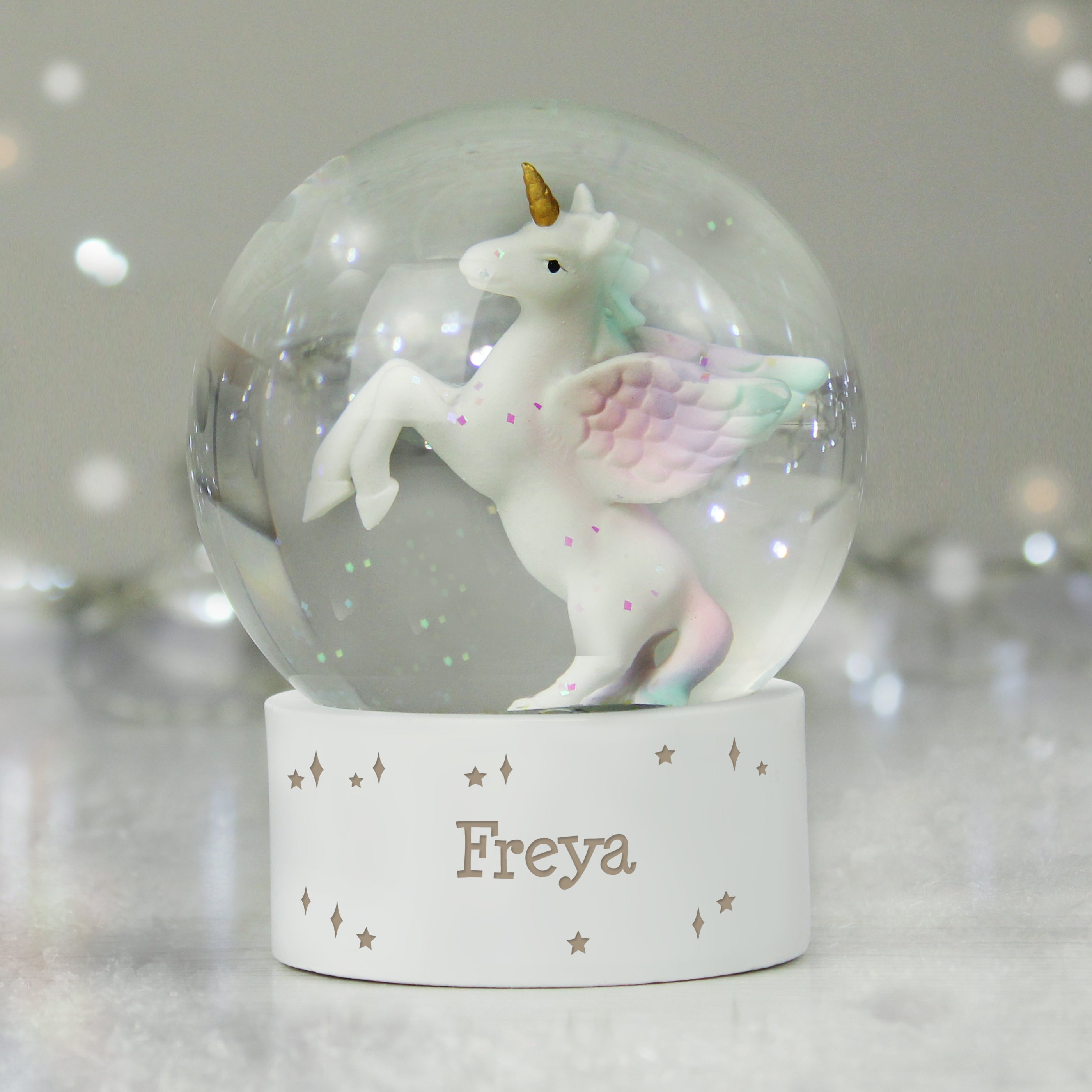 Personalised Name Unicorn Snow Globe