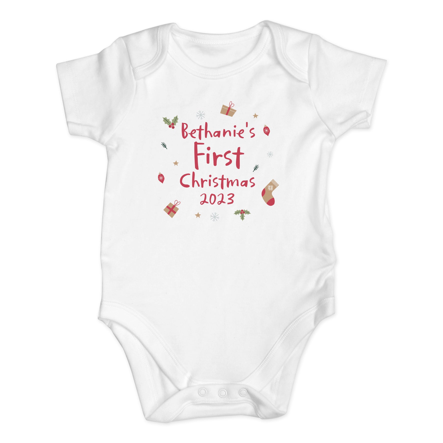 Personalised First Christmas Baby Vest (0-3 months)