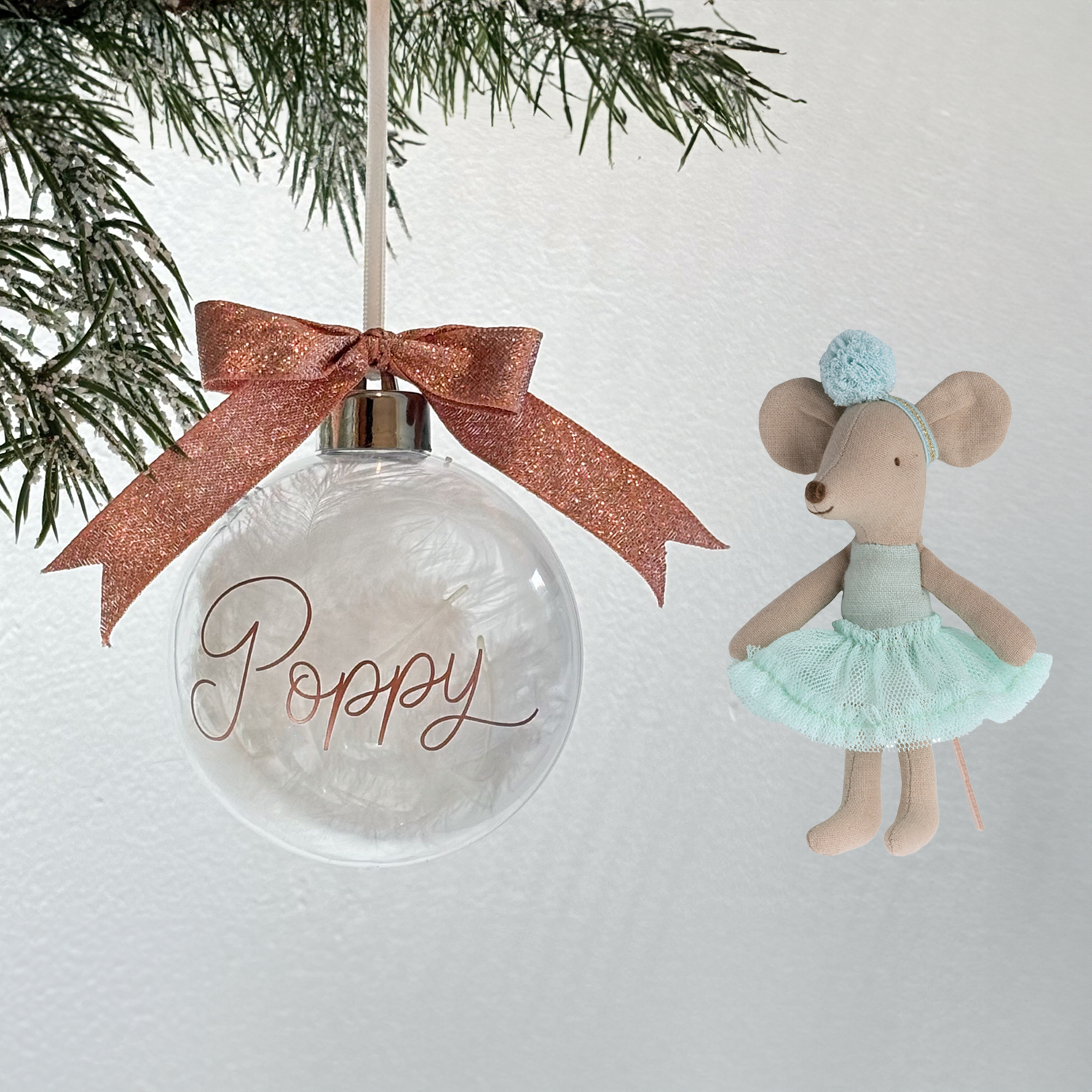 Personalised Christmas Bauble - Maileg Ballerina - Pink