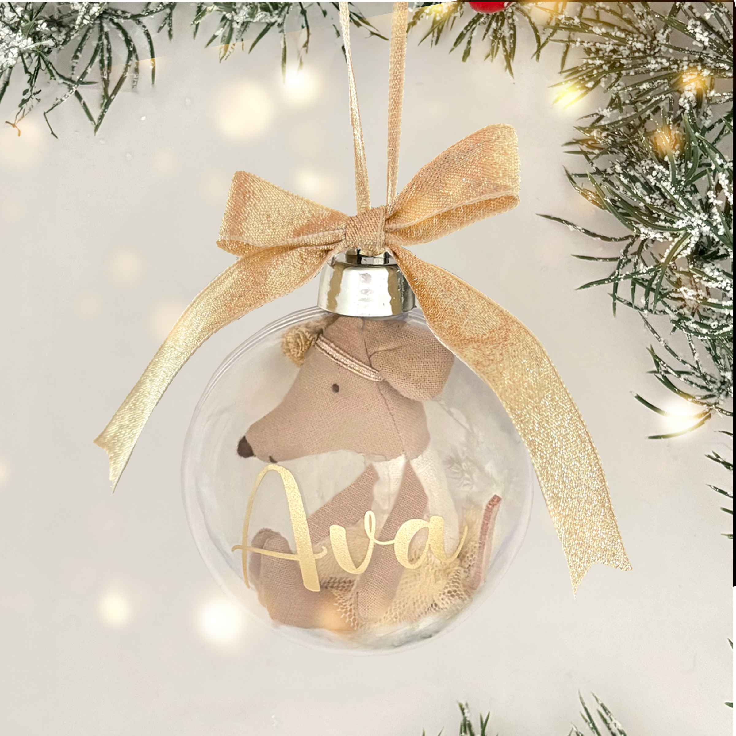 Personalised Christmas Bauble - Maileg Ballerina - Gold