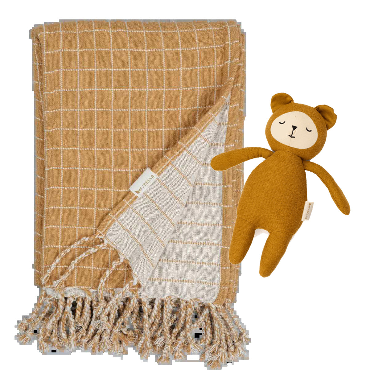 Fabelab Baby Blanket & Teddy -  Ochre