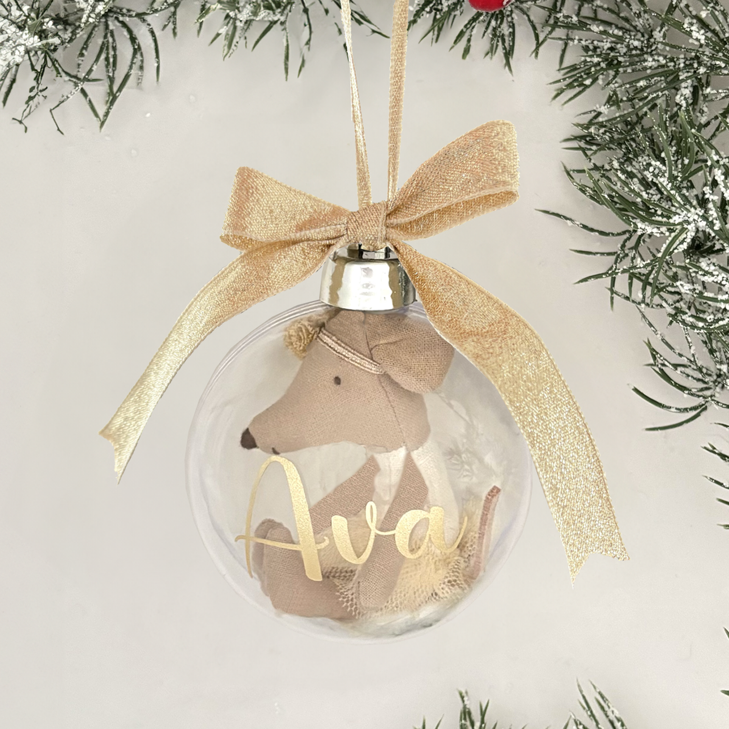 Personalised Christmas Bauble - Maileg Ballerina - Gold