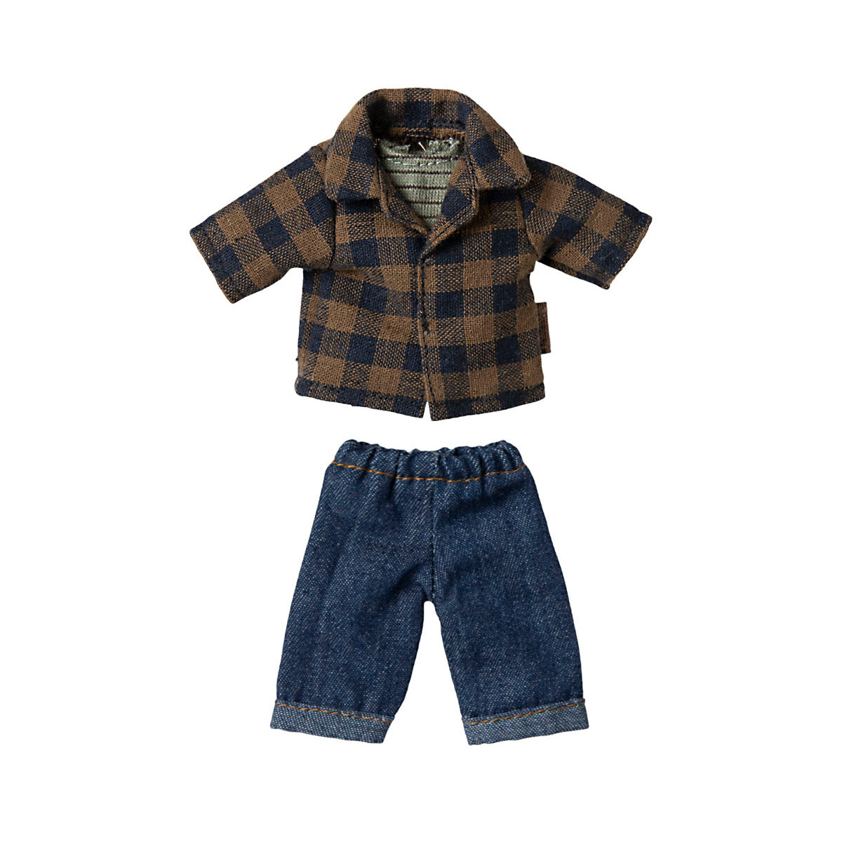 maileg dad mouse clothes - oversized shirt denim trousers