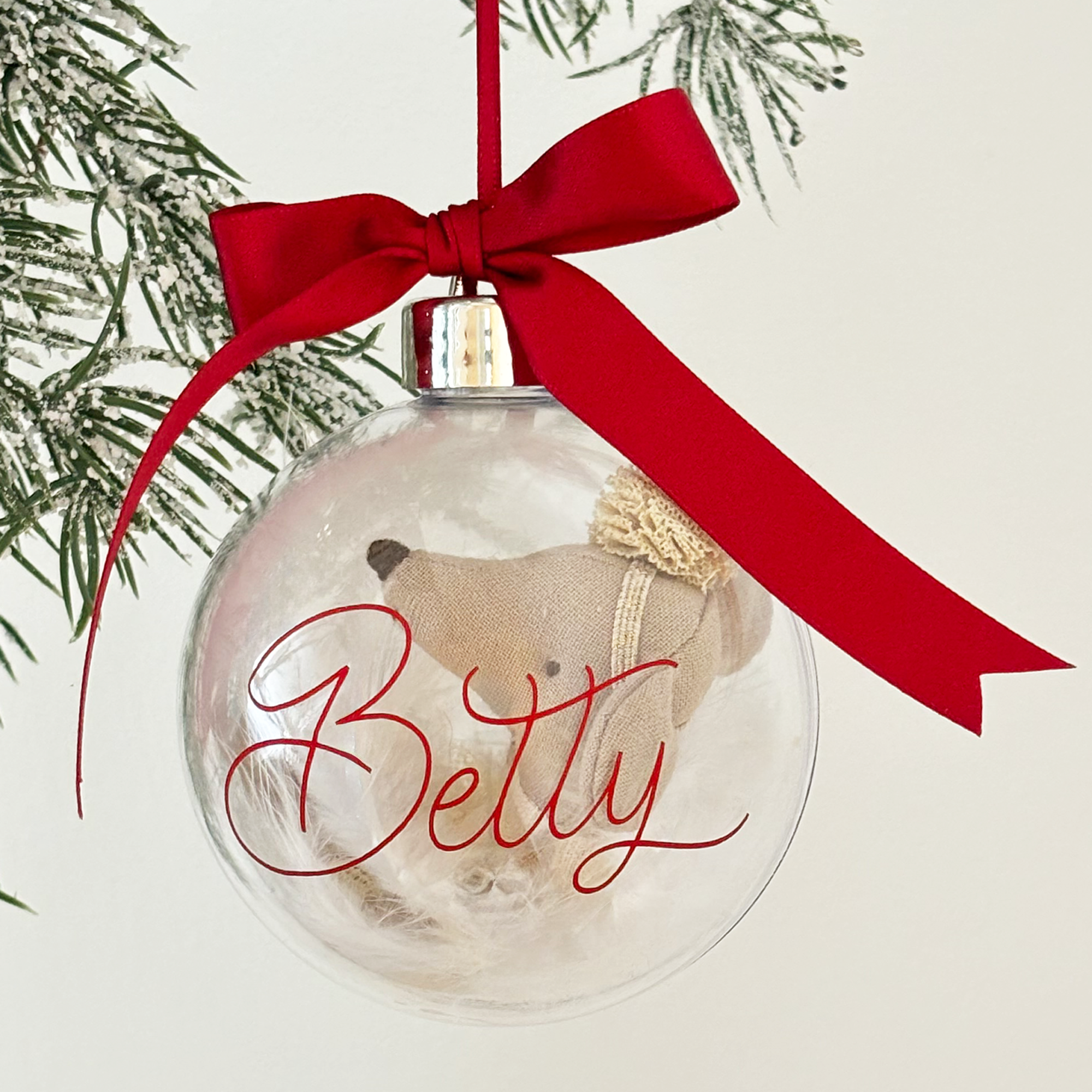 Personalised Christmas Bauble - Maileg Ballerina - Red