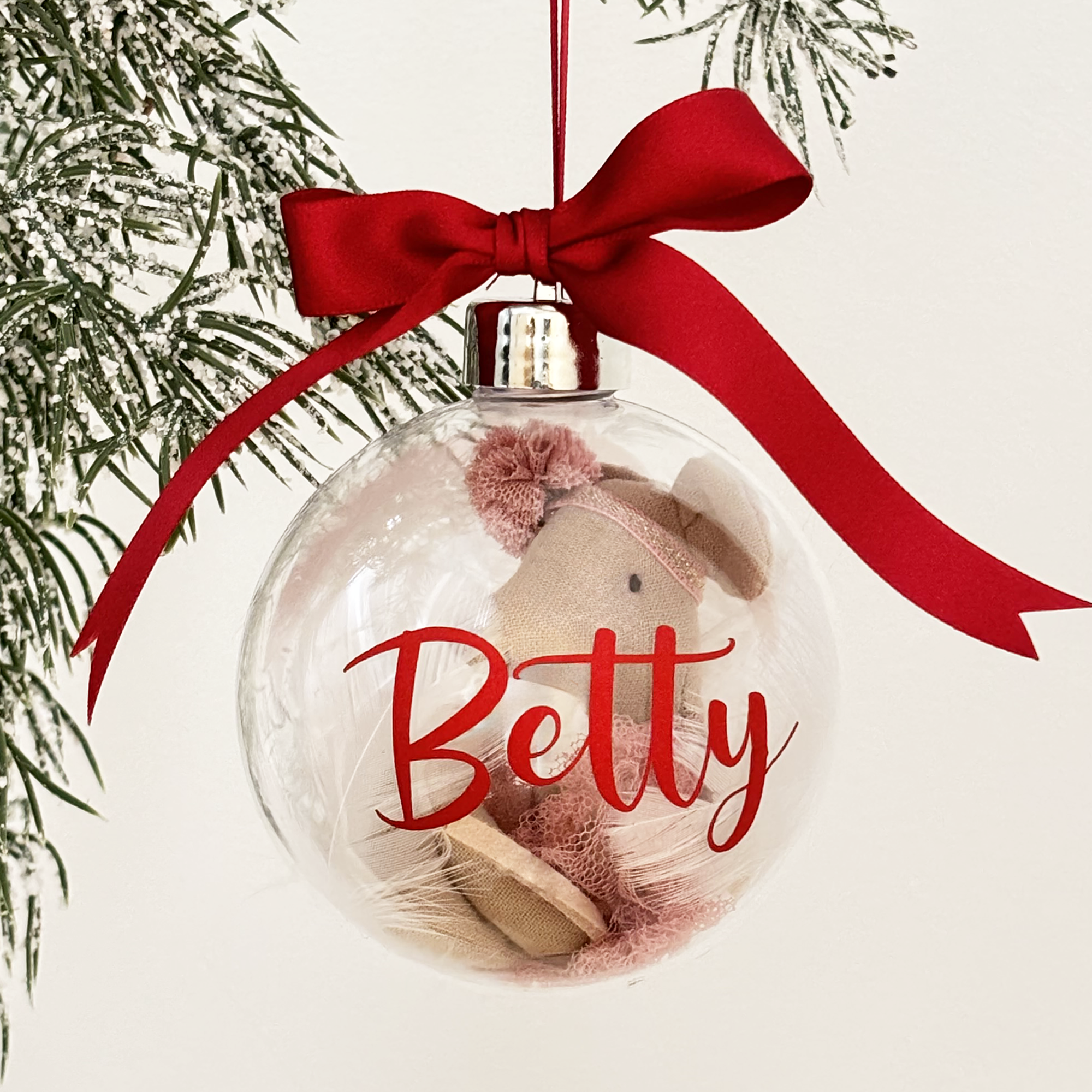 Personalised Christmas Bauble - Maileg Ballerina - Red