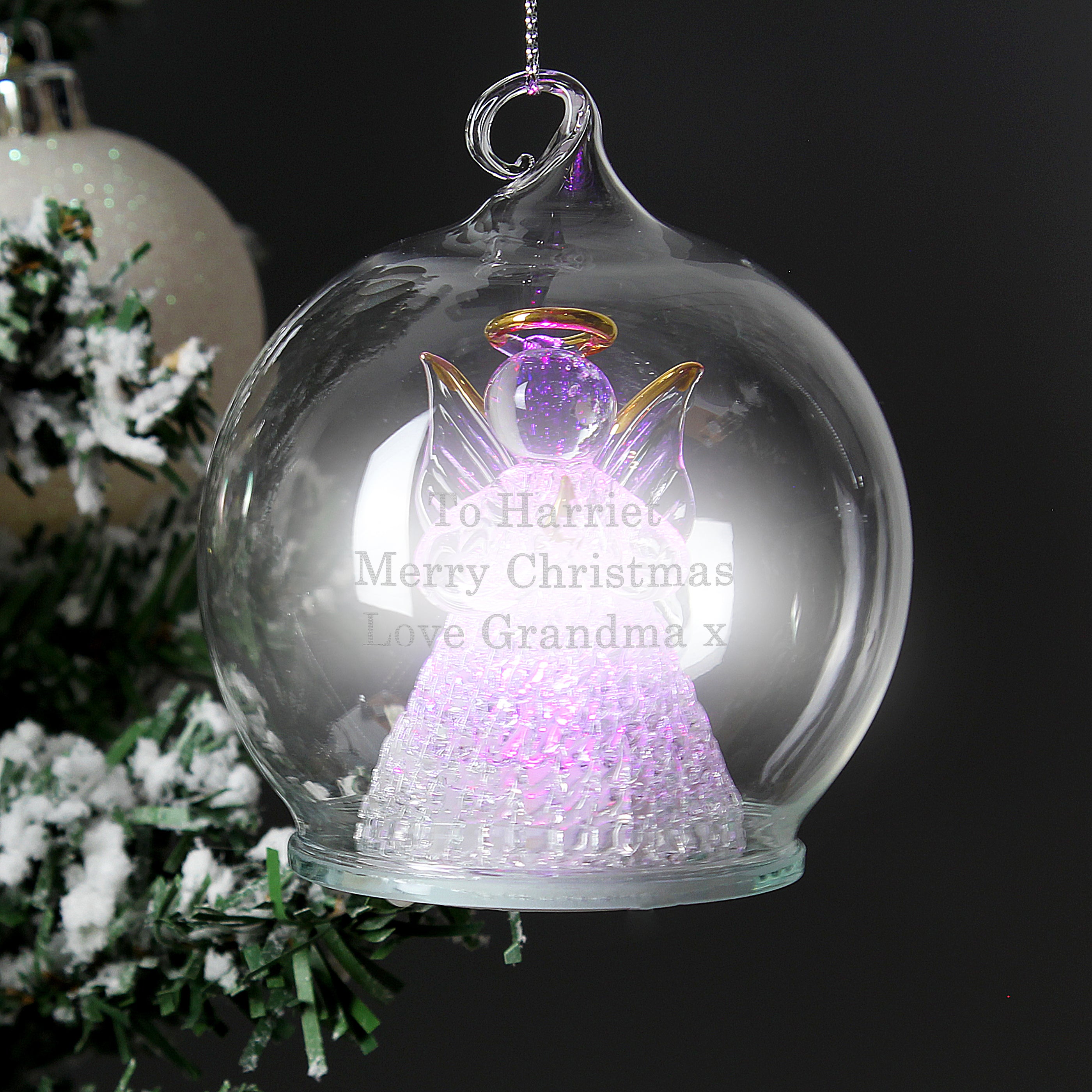 Personalised Christmas Message LED Angel Bauble